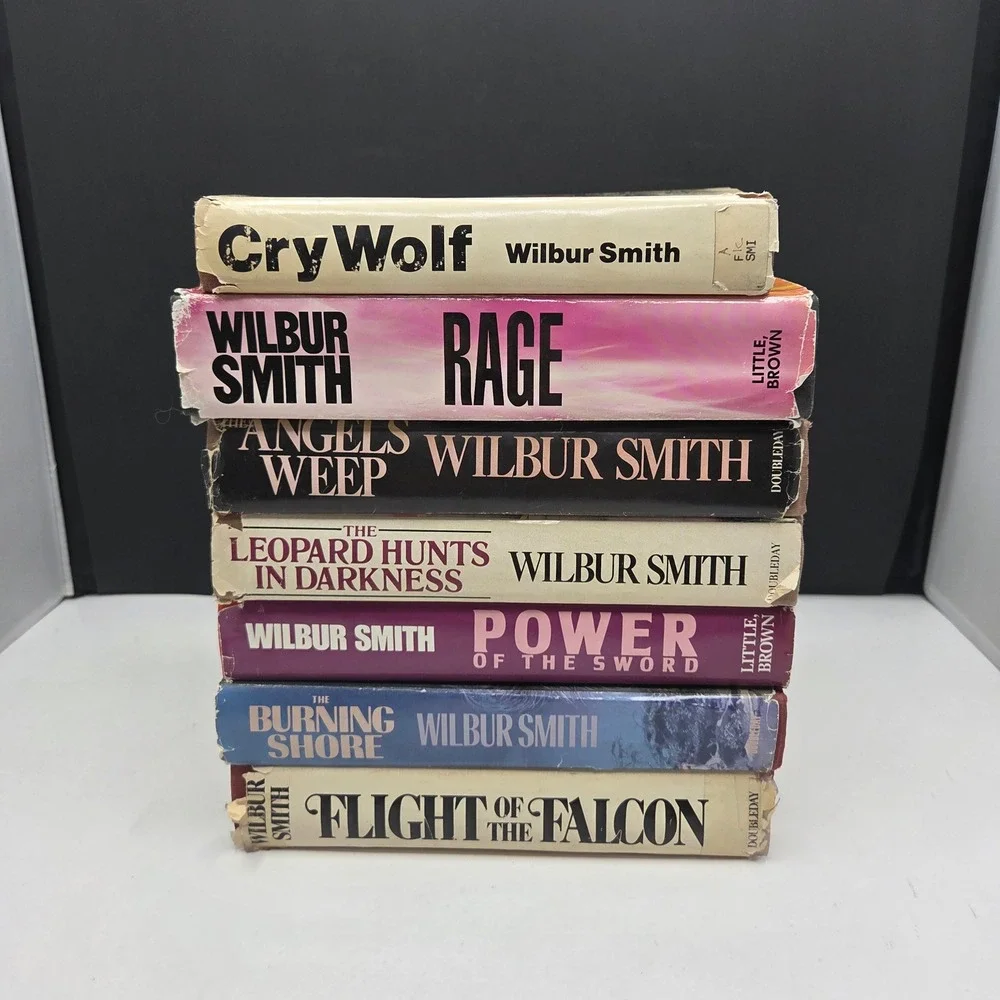 Wilbur Smith 1st Edition Hardcover Book Lot 7pc Vintage Adventure Novels BB15